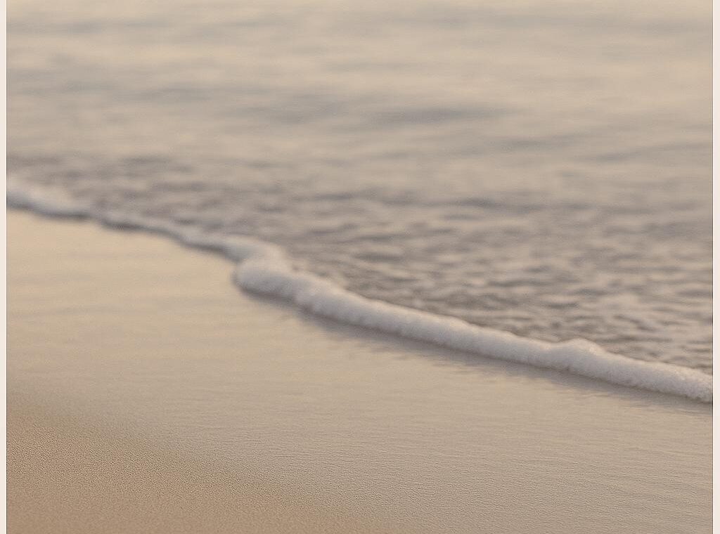 A calm shoreline with gentle waves